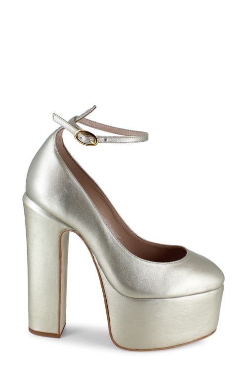 Zigi Nikole Ankle Strap Platform Pump In Gold Leather