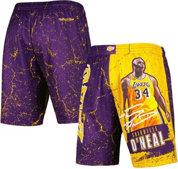 Los Angeles Lakers Mitchell & Ness Hardwood Classics Terry Tie-Dye Shorts -  Black/Purple