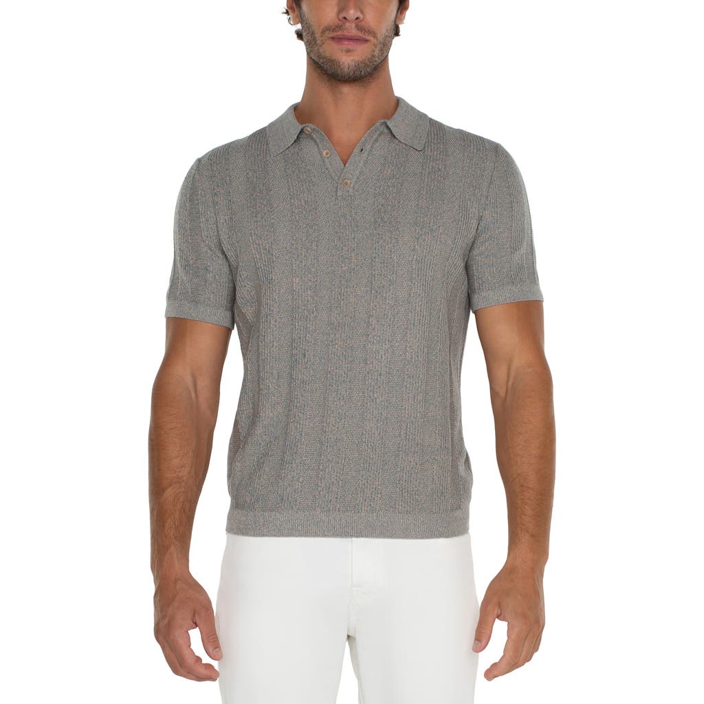 Liverpool Los Angeles Rib Polo Sweater In Teal/taupe Multi
