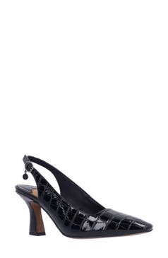 J. Renee Maretta Pumps - Square Toe Slingback Sandals, Low Flared Heel, Memory Foam Insole
