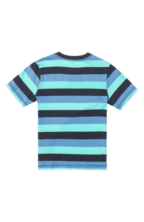 Shop Volcom Kids' Knowstone Stripe T-shirt In Blue Bird