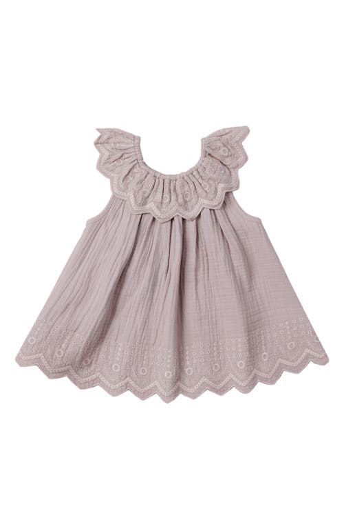 QUINCY MAE Isla Embroidered Organic Cotton Dress Lavender at Nordstrom,