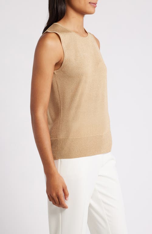 Shop Anne Klein Metallic Sweater Vest In Light Gold