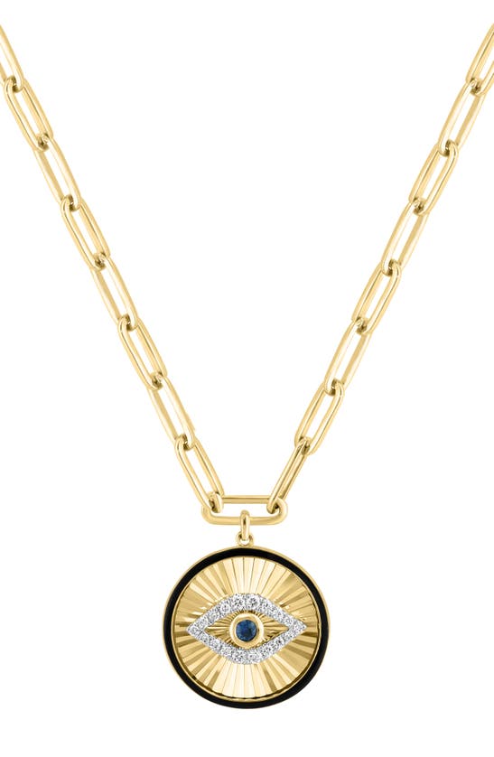 Effy 14k Gold Diamond & Sapphire Evil Eye Pendant Necklace