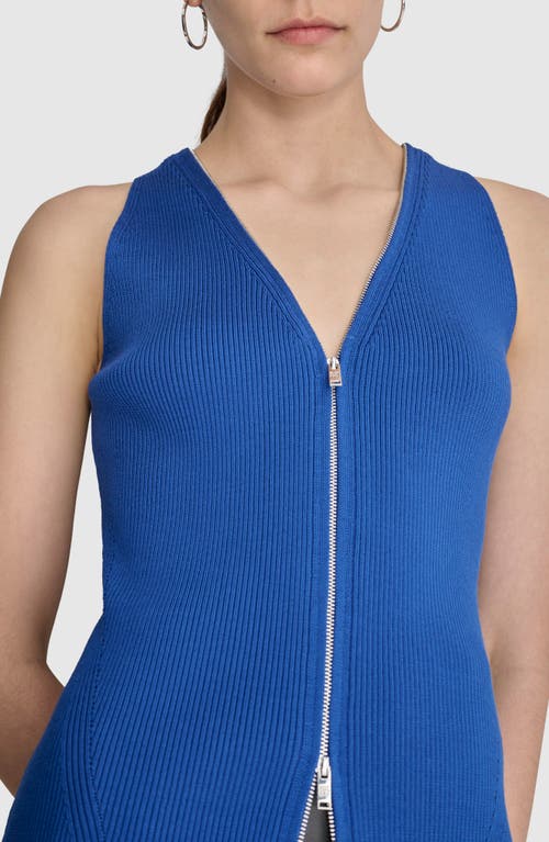 Dkny Front Zip Sweater Vest In Lapis Blue