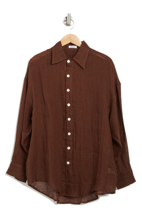Vitamin A Playa Linen Oversized Shirt In Ecolinen Gauze Choco