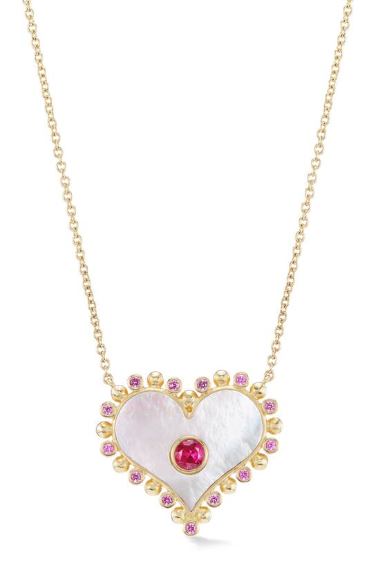 Shop Orly Marcel Large Heart Sapphire Pendant Necklace In White