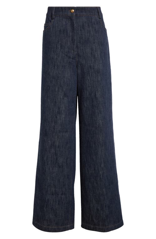Akris Punto Cooper High Waist Wide Leg Cotton & Wool Blend Jeans In Black