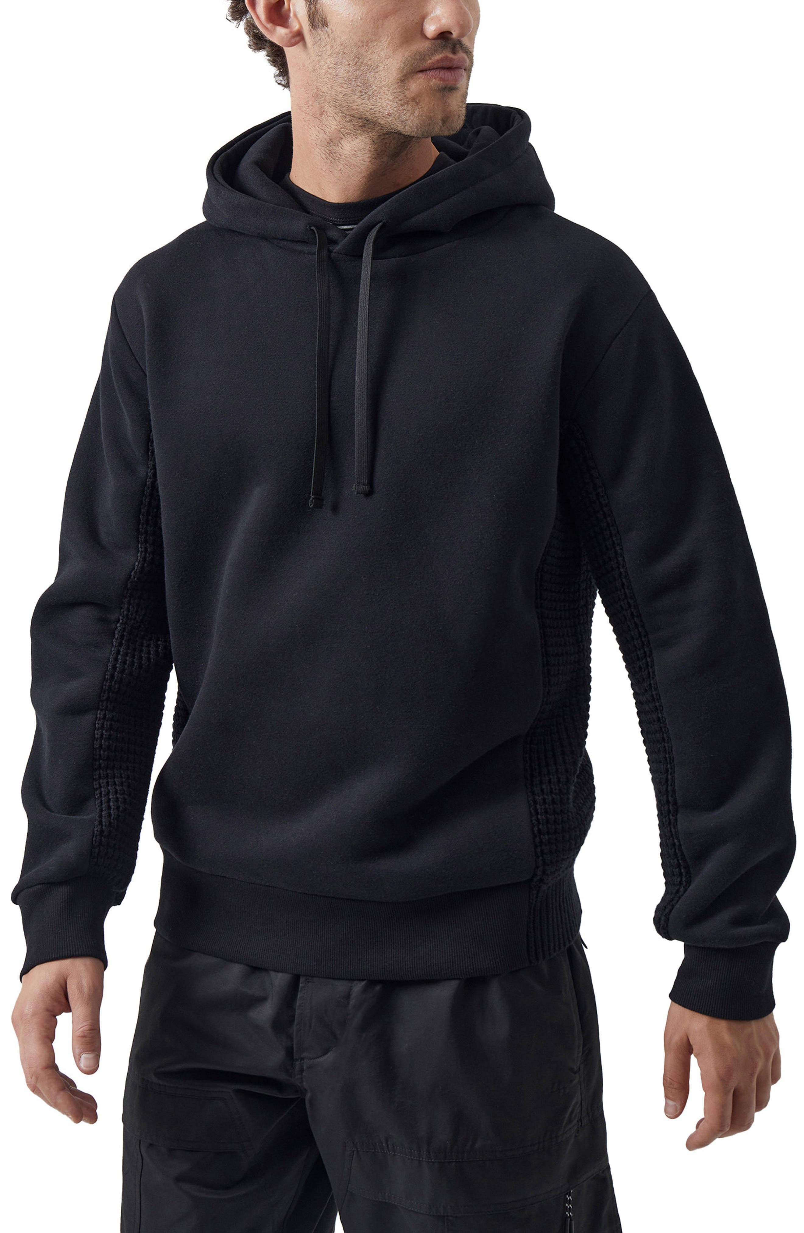 French Connection Cable Knit Panel Pullover Hoodie | Nordstromrack