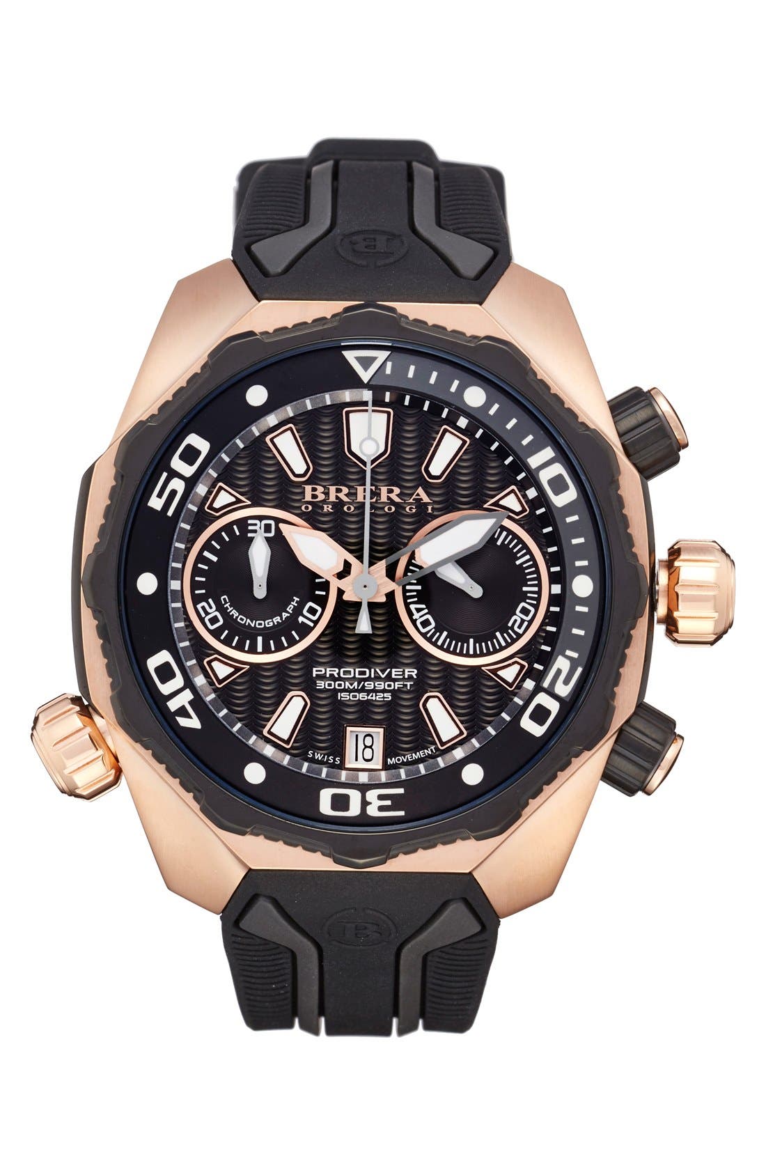 Brera Orologi 'Pro Diver' Chronograph Rubber Strap Watch, 43mm Nordstrom