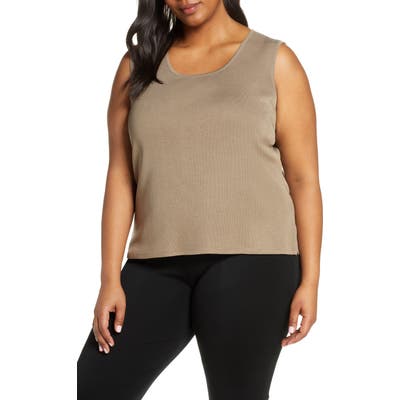 Plus Size Ming Wang Knit Tank, Brown