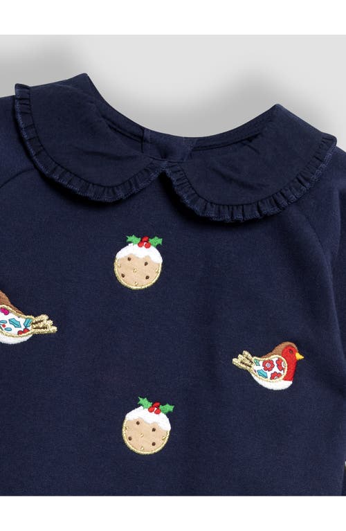 JOJO MAMAN BÉBÉ JOJO MAMAN BEBE CHRISTMAS PUDDING APPLIQUÉ COLLARED COTTON GRAPHIC SWEATSHIRT