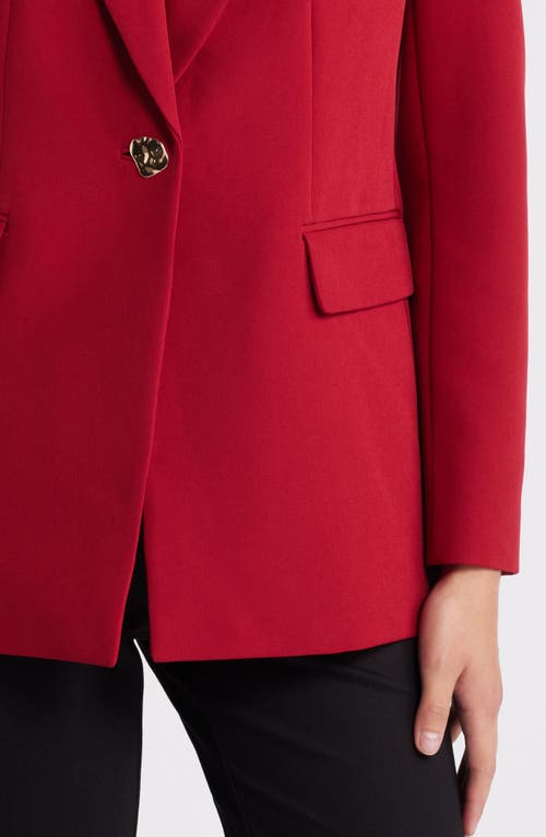 Shop Anne Klein Stretch One-button Blazer In Titian Red