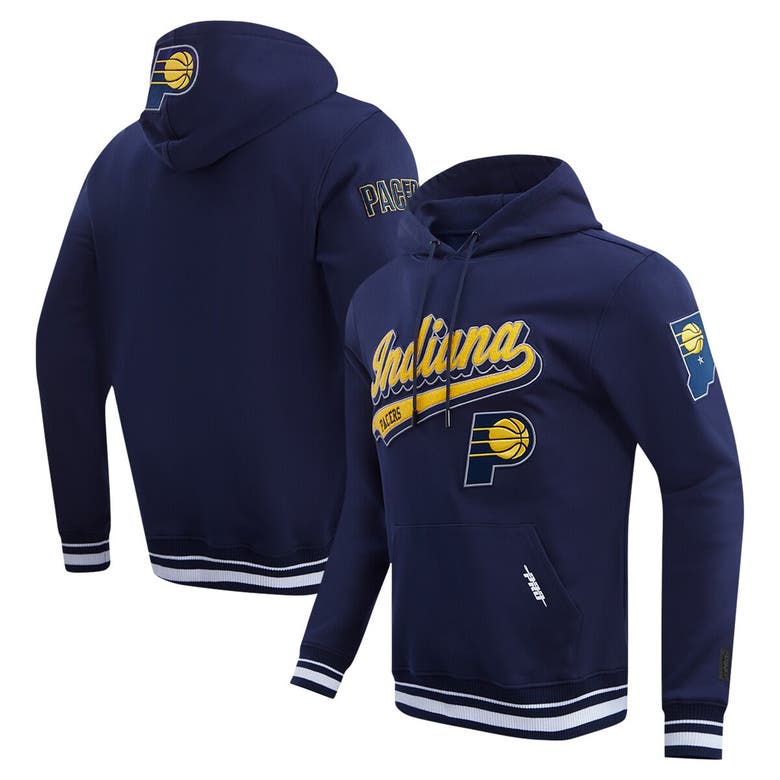 Shop Pro Standard Navy Indiana Pacers Script Tail Pullover Hoodie