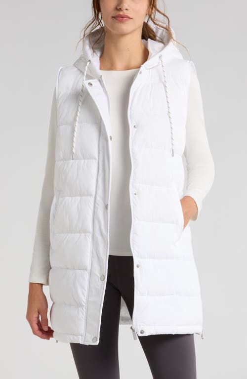 Shop Zella Long Hooded Puffer Vest In White