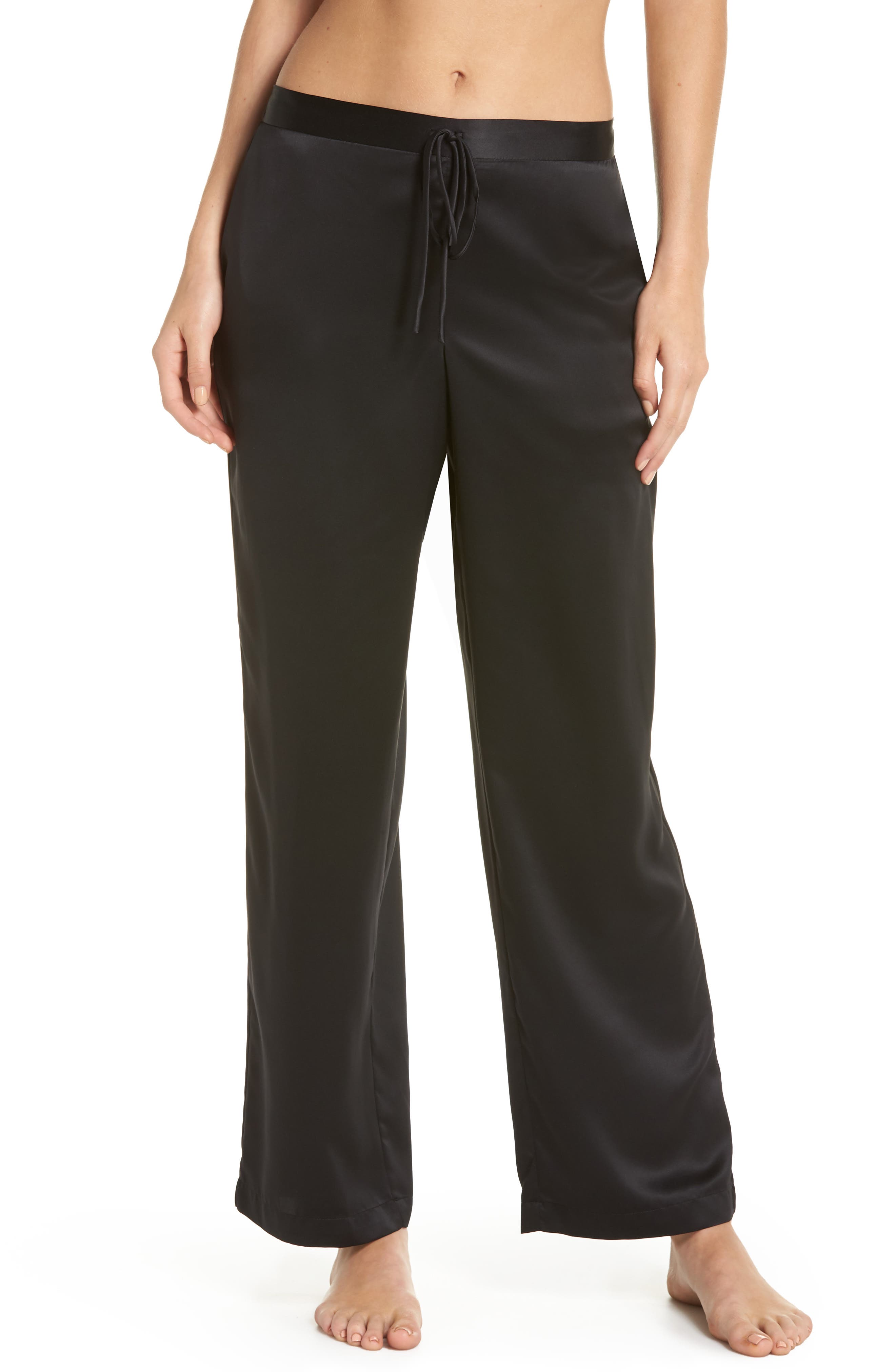 Natori Satin Elements Pajama Pants, Black