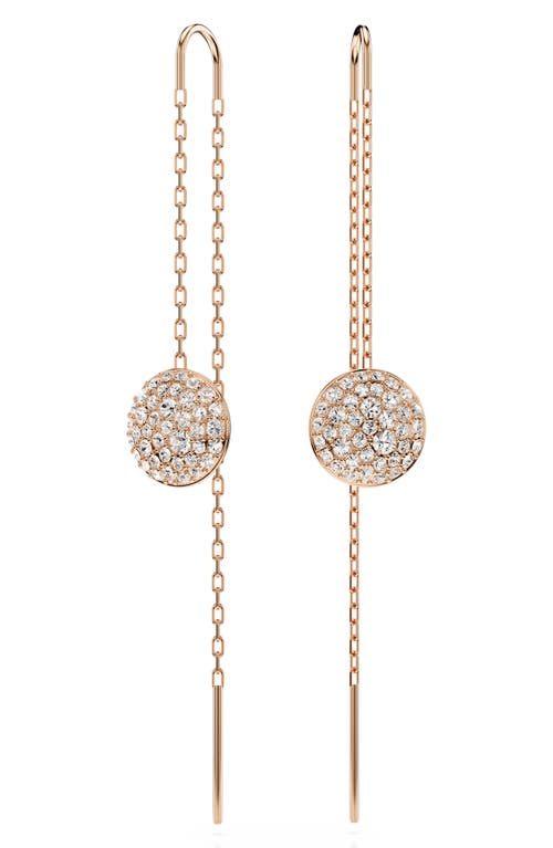 Swarovski White, Rhodium Plated Or Rose-gold Tone Meteora Drop Earrings In Rose Gold