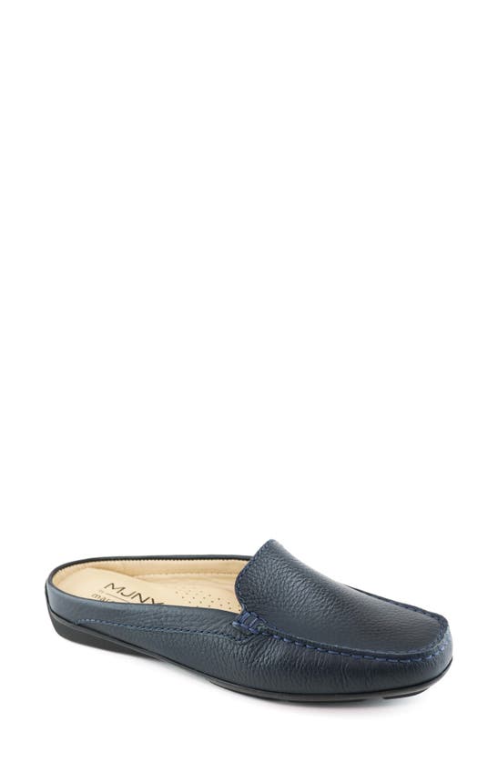 Marc Joseph New York Briarwood Court Leather Mule In Navy Grainy