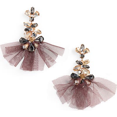 Stella + Ruby Crystal & Tulle Drop Earrings