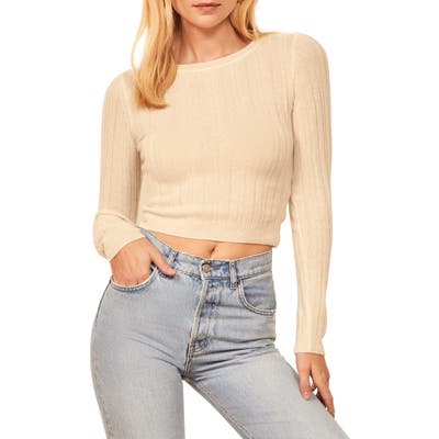 Reformation Cashmere & Wool Crop Sweater, White