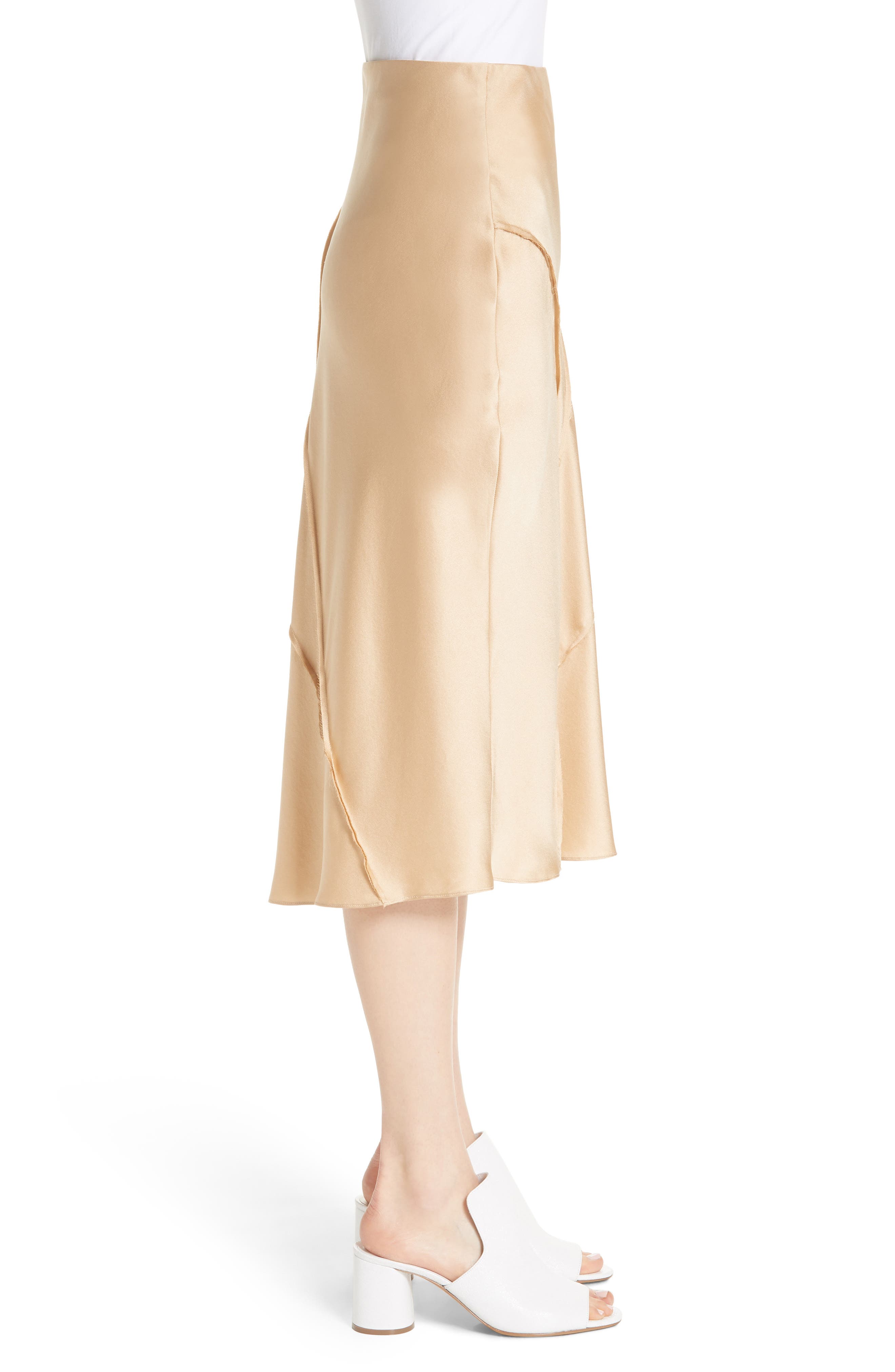 vince raw edge bias skirt
