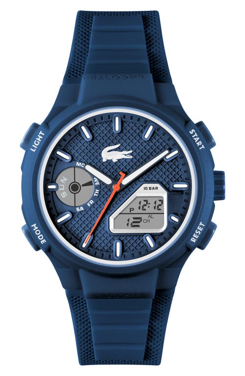 Shop Lacoste Lc33 Silicone Strap Watch, 43.75mm In Blue