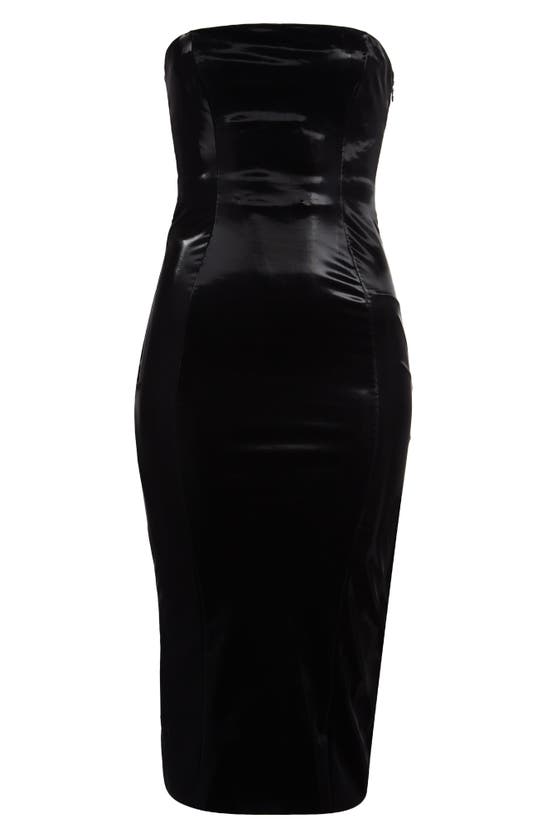 Shop Mistress Rocks Strapless Midi Body-con Dress In Black