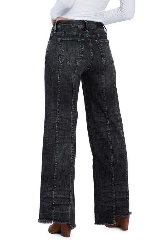 Hint Of Blu Seamed Step Hem Wide Leg Jeans In Stormy Grey