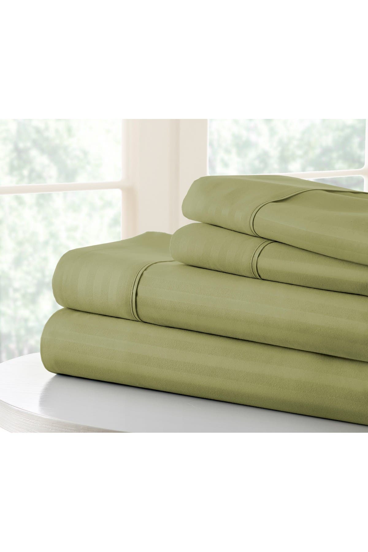 Ienjoy Home California King Hotel Collection Premium Ultra Soft 4-piece Striped Bed Sheet Set In Green