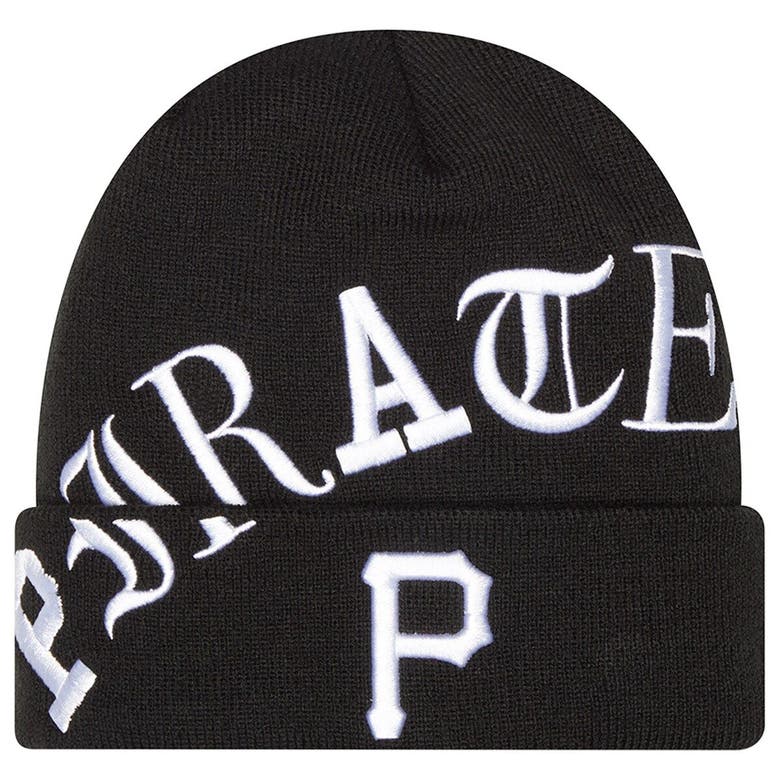 New Era Black Pittsburgh Pirates Old English Letter Cuffed Knit Hat ...