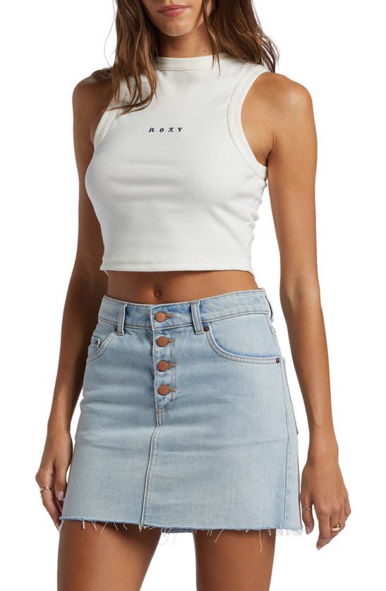 Shop Roxy Roxify Sleeveless Rib Crop Top In Egret