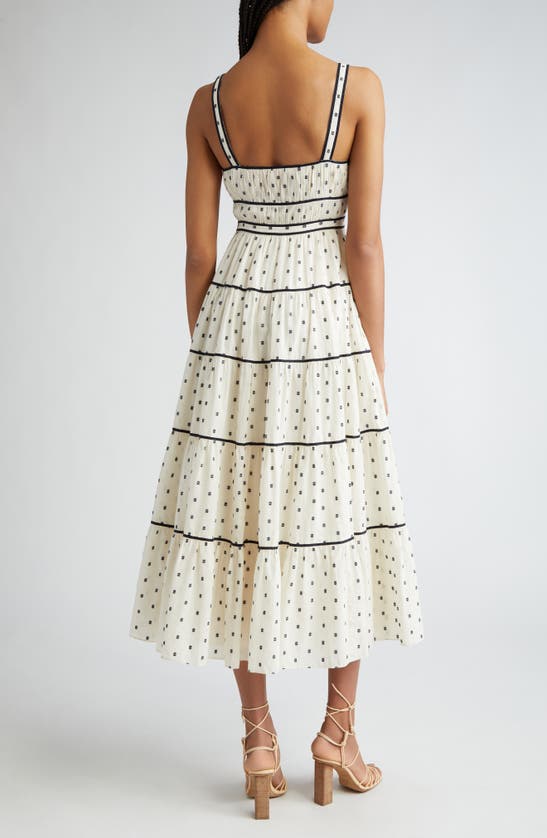 Shop Ulla Johnson Clemente Abstract Print Tiered Cotton Midi Sundress In Ivory