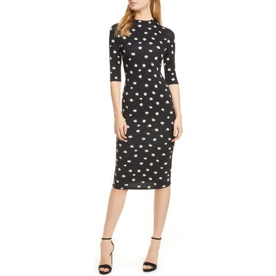 Alice + Olivia Delora Tossed Daisy Sheath Dress, Black