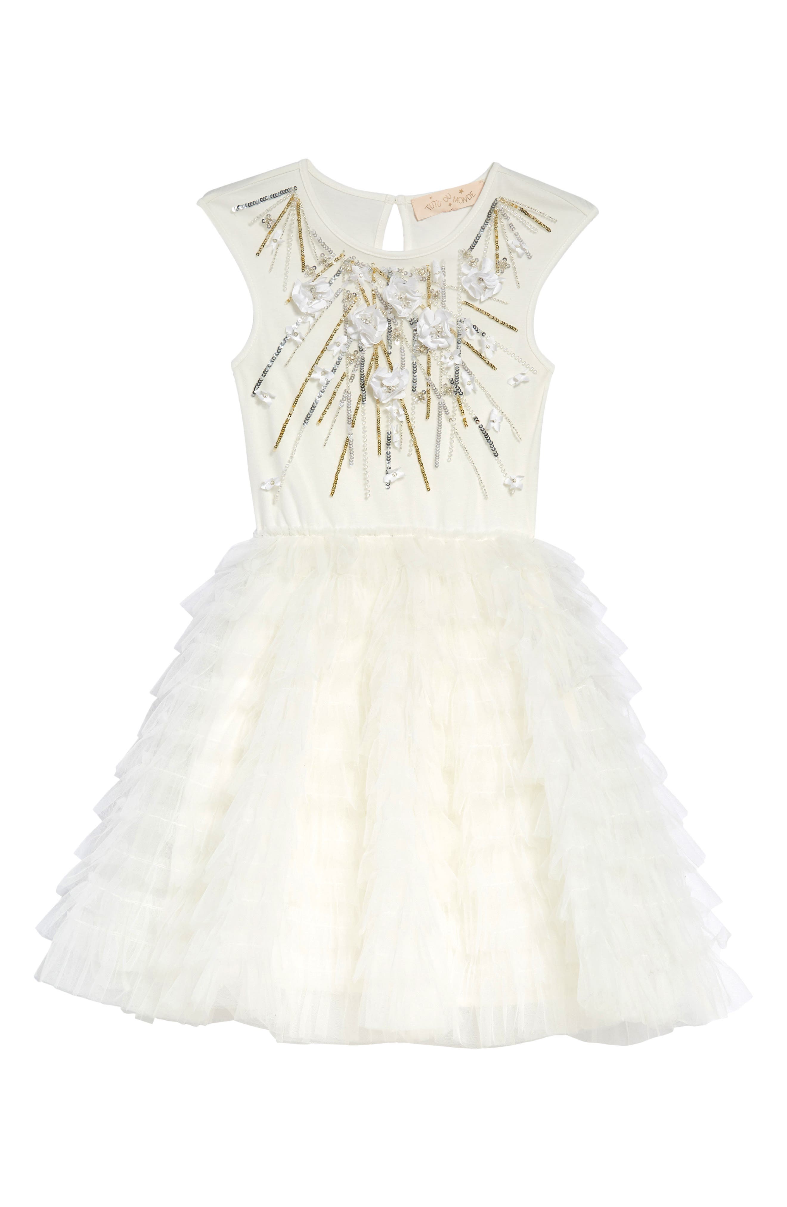 Tutu Du Monde Kids' Falling Snow Tutu Dress In Milk