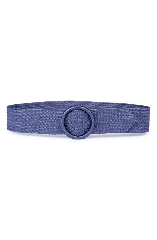 Linea Pelle Woven Straw Belt In Denim Blue