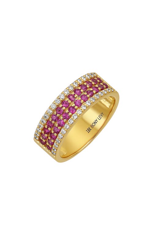 Bony Levy El Mar Ruby & Diamond Wide Ring in 18K Yellow Gold - Diamond Ruby at Nordstrom, Size 7.5