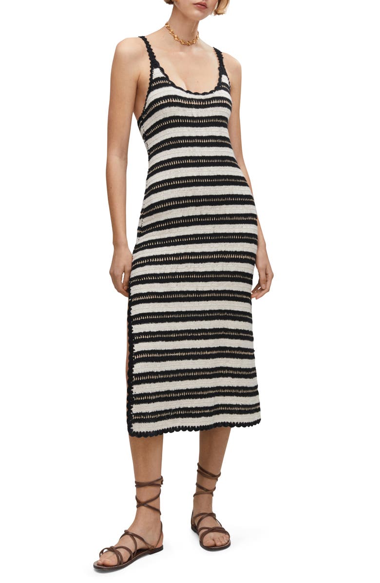 MANGO Stripe Crochet Midi Dress Nordstrom