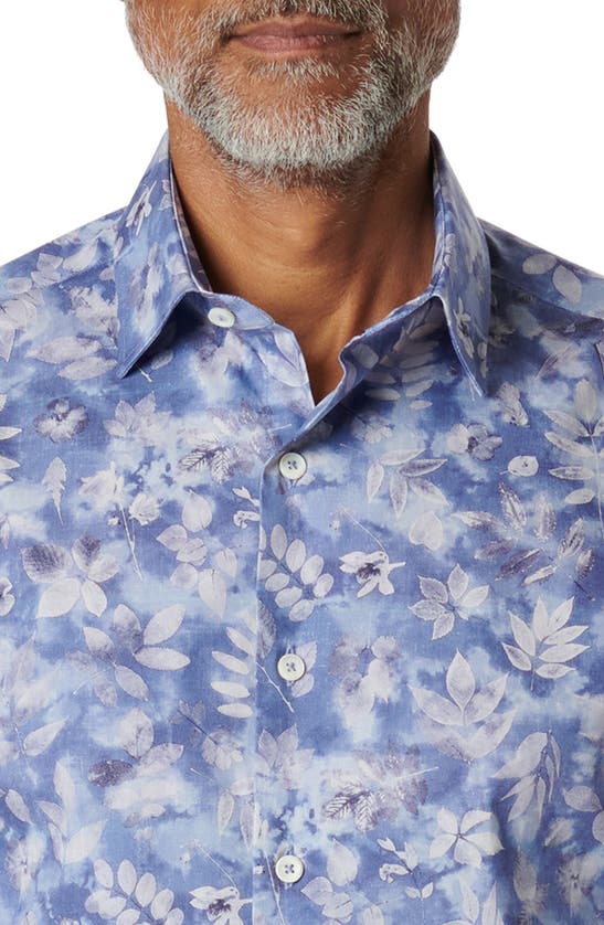 Shop Bugatchi Julian Shaped Fit Floral Stretch Cotton Button-up Shirt In Air Blue