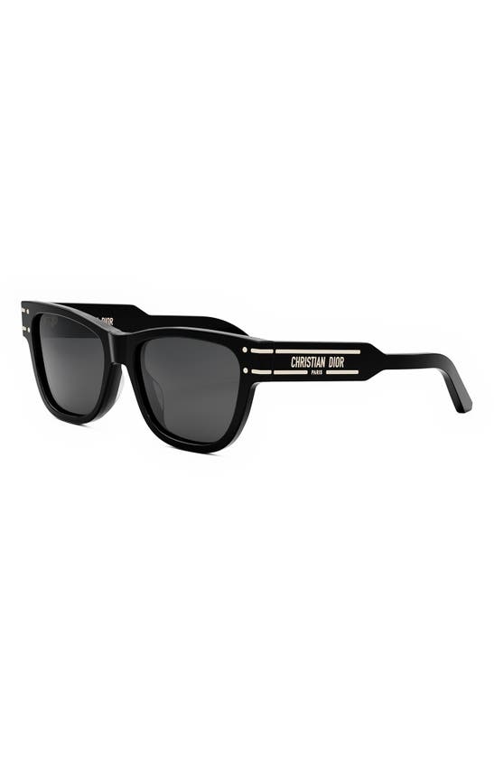Shop Dior 'signature S6u 54mm Butterfly Sunglasses In Shiny Black / Smoke