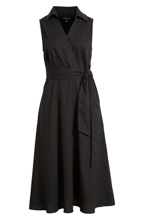 Shop Tahari Asl Sleeveless Midi Shirtdress In Black