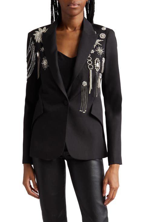 Chamberlain Crystal Patches One-Button Blazer
