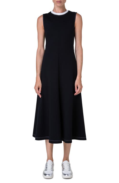 Akris punto Sleeveless Knit Midi Dress Black-White at Nordstrom,