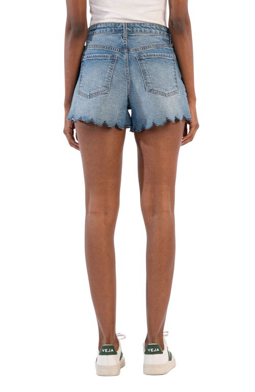 Shop Kut From The Kloth Jane High Waist Scallop Raw Hem Denim Shorts In Brig W/med Base