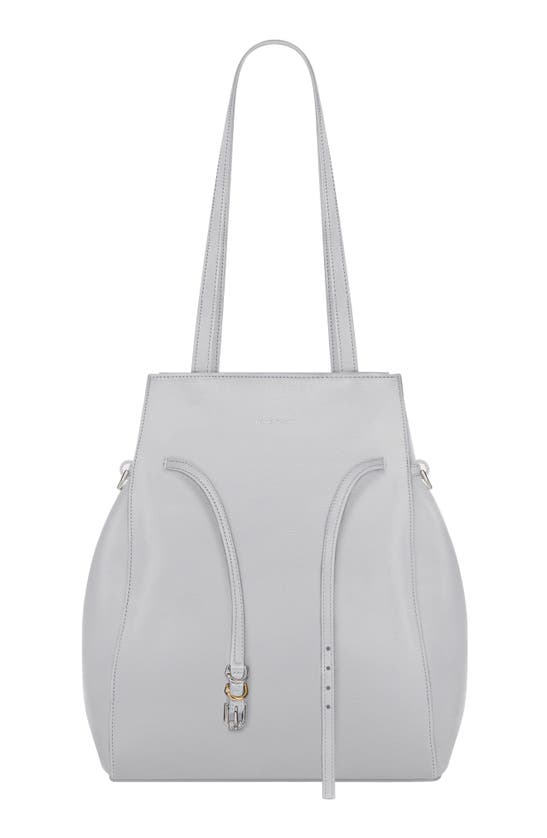 Shop Givenchy Small Voyou Leather North/south Tote In Light Grey