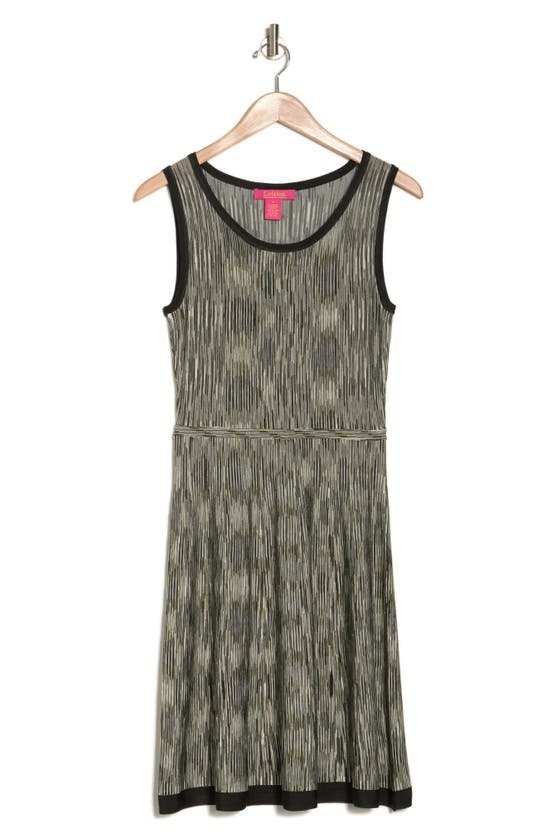 Catherine Catherine Malandrino Sleeveless Spacedye Fit-and-flare Knit Dress In Green Olive Combo
