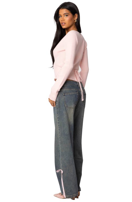 Shop Edikted Paden Rib Knit Crop Wrap Top In Light-pink