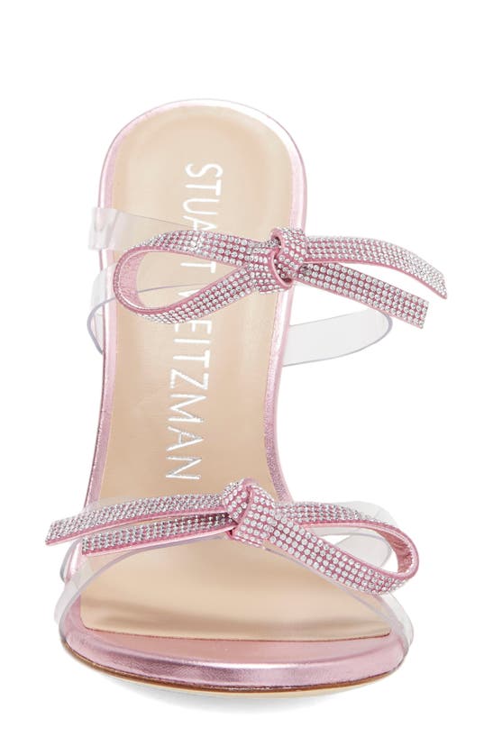 Shop Stuart Weitzman Bow 100 Slide Sandal In Clear/ Cotton Candy