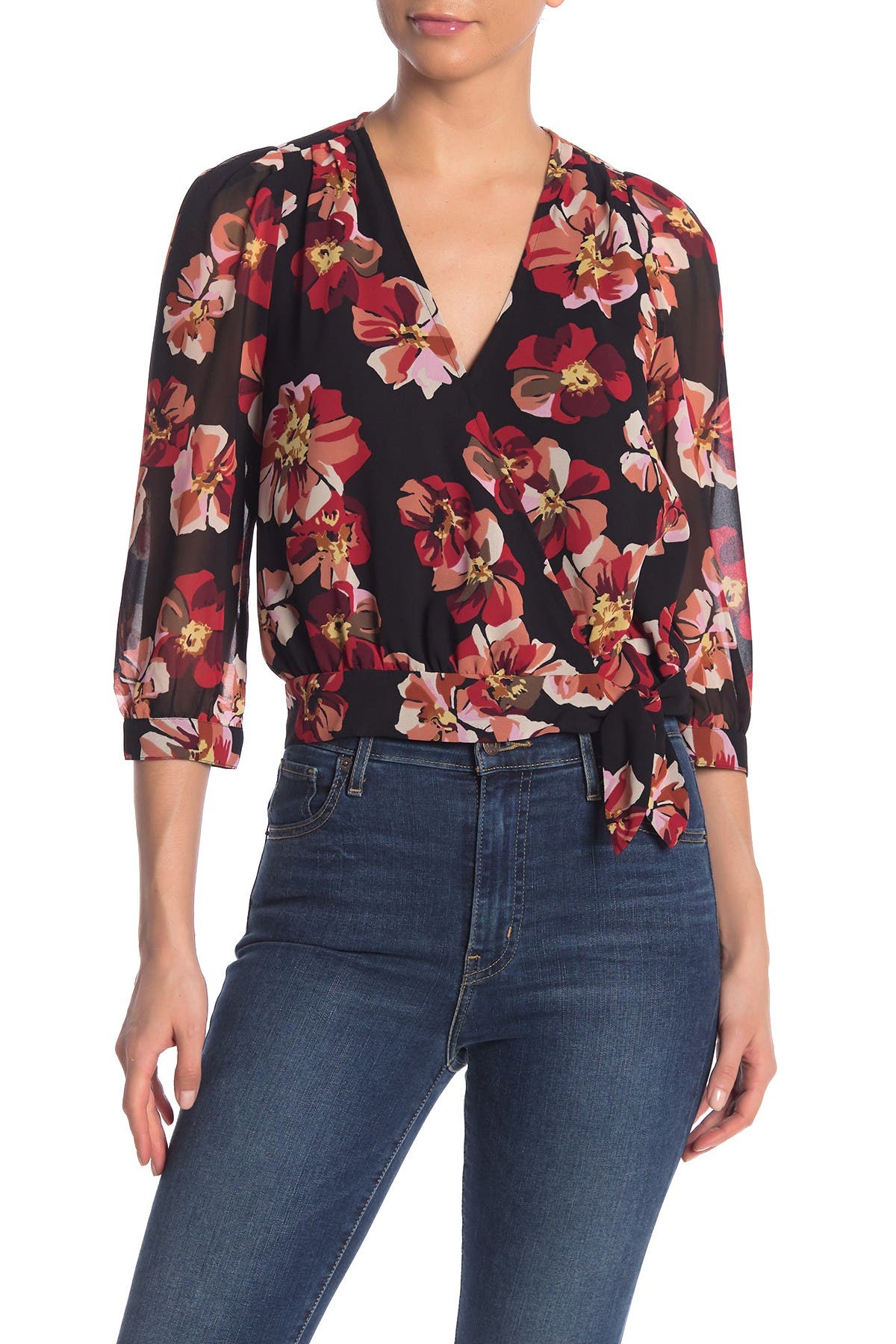 floral wrap shirt