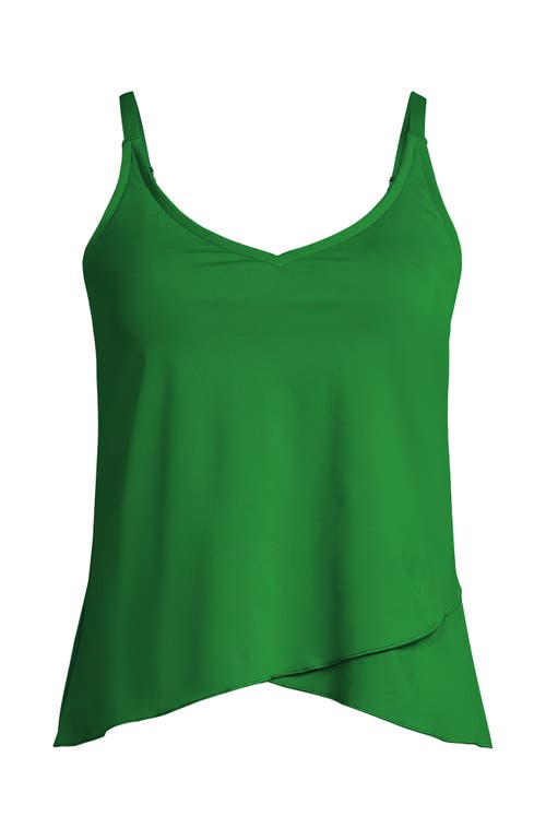 Lands' End Chlorine Resistant Tulip Hem Tankini Swimsuit Top In Fresh Grass