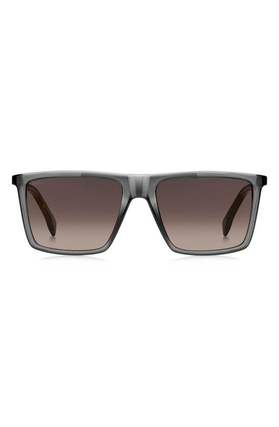 Shop Hugo Boss 56mm Flat Top Sunglasses In Grey/ Havana/ Dark Ruthenium
